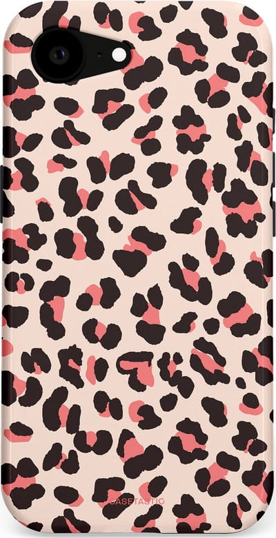 Casetastic hoesje geschikt voor Apple iPhone 16e / Apple iPhone 17e - MagSafe - Dubbellaagse bescherming - Tropische Panter - Fashion Case - Zand Zwart Koraal