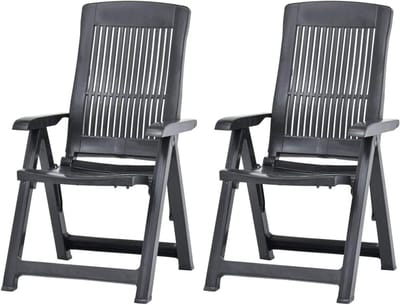 Tuinstoelen Set - Buitenstoelen Terras - Ontspannen Zonnebaden - Verstelbare Rugleuning - 2 Stuks - Grijs