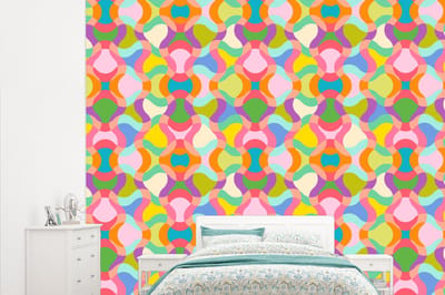 Behang - Fotobehang Design - Abstract - Kleuren - Retro - Breedte 315 cm x hoogte 260 cm