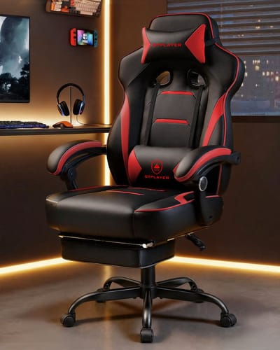 GTPLAYER - Gaming Stoel met Voetensteun - 155° Verstelbaar 180kg - Rood