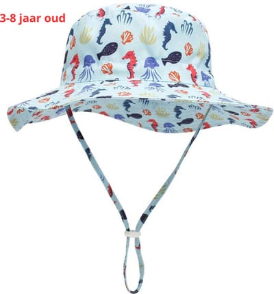 Nivard Zonnehoed - Reishoed - UV Beschermende Hoed - Bucket Hat - Festival - Pet - Hoedje Voor Kinderen - Hoofdbescherming - Blauw Paard - 3-8 Jaar