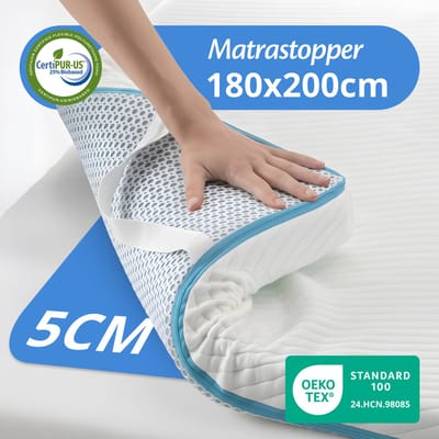 Ella Topper Matras 180x200 cm - 5CM Matras Topdekmatras - Matrastopper Traagschuim - Zachte hardheid