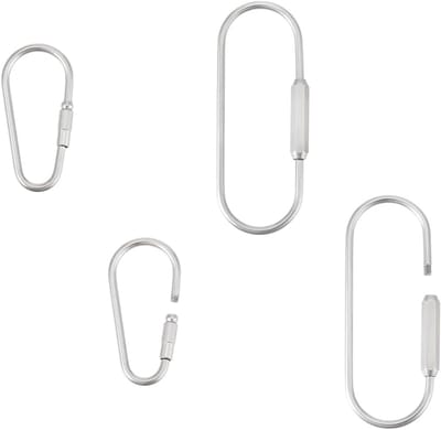 4x Grote Ovale Schroefkarabijnhaken RVS - Robuuste Snelkoppeling voor Sleutelhangers en Sieraden