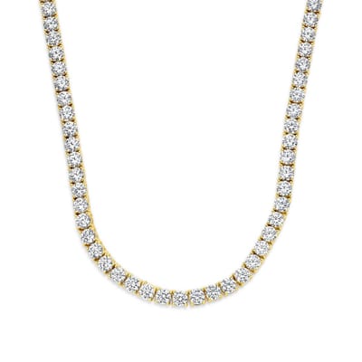 9NB-1635-Y – Zilveren tennis ketting – Met witte zirkonia 4 mm – Goudkleurig – 925 zilver – 40+5 cm