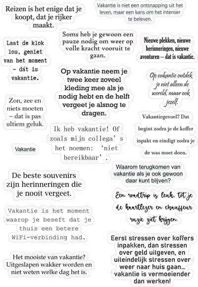 Bullet Journal Stickers - Planner Agenda Stickers - Vakantie quote stickers - 16 die cut stickers - tekst stickers - Scrapbook stickers - Ephemera Deco stickers - volwassenen en kinderen