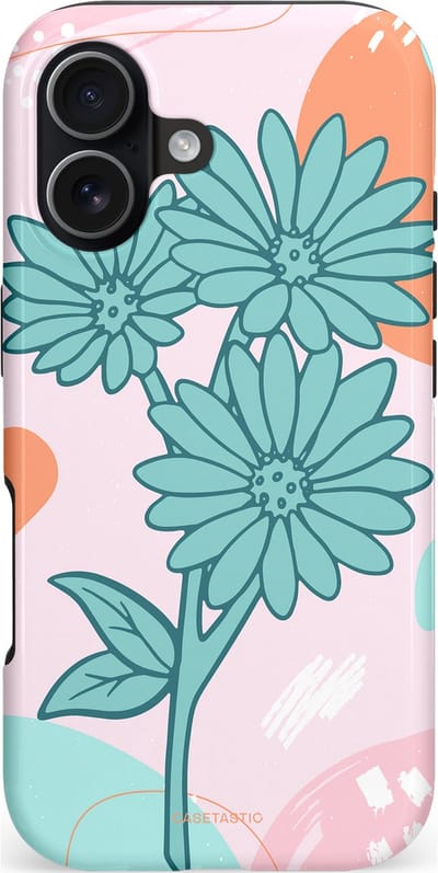 Casetastic hoesje geschikt voor Apple iPhone 17 - MagSafe - Dubbellaagse bescherming - Roze Oranje Bloemen - Fashion Case - Mintgroen Lichtroze Perzik