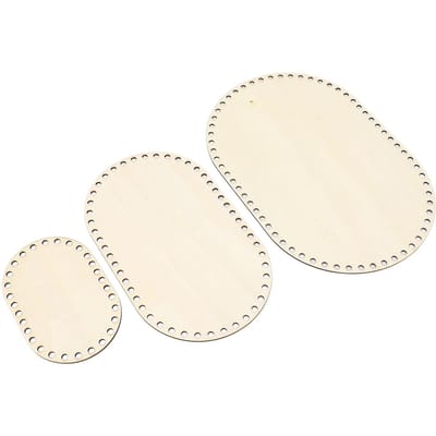 3 Pièces Fond de Panier en Bois Robuste Vierge Solide Ovale Base de Panier au Crochet pour Tricoter Tisser white