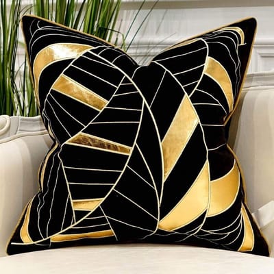 Decoratieve Kussenhoes - Sierkussenhoes - Bank Woonkamer - Luxe Fluweel - 45x45cm - Zwart Goud