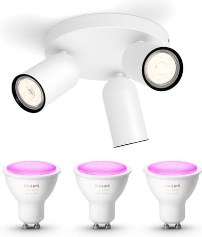 Philips Hue Pongee Opbouwspot (Wit) - Wit en Gekleurd Licht - Plafondspot met 3 Lichtpunten - GU10 - Hue White and Color Ambiance