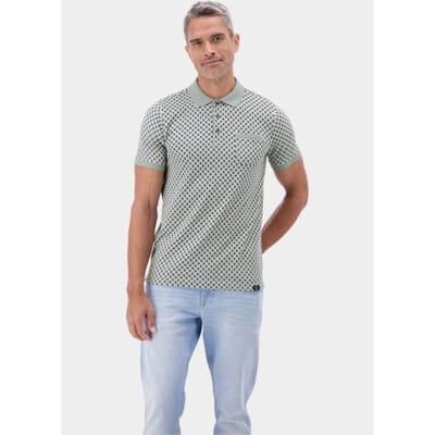 LERROS Poloshirt met two-tone-look en all-over-print , Maat: L , Kleur: STORM GREY , 100% katoen
