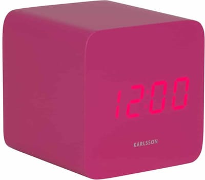 Karlsson Wekker Spry Square - Roze - 6.6x6.8x6.6cm - Scandinavisch - Wekker voor slaapkamer - Wekkers
