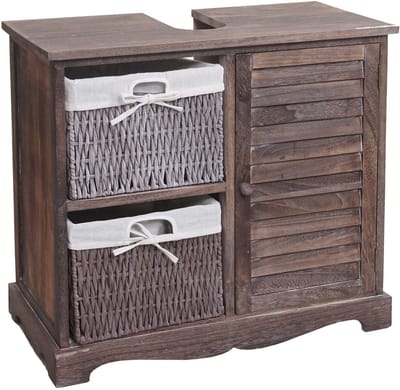 Wastafelonderbouw MCW-H20, wastafel, massief houten korflade 60x65x31cm ~ shabby brown