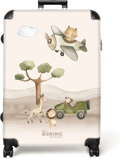 NoBoringSuitcases.com® - Koffer groot - Reiskoffer lichtgewicht - Dieren op safari - Rolkoffer met 4 wielen - Grote trolley XL - 98 liter bagage
