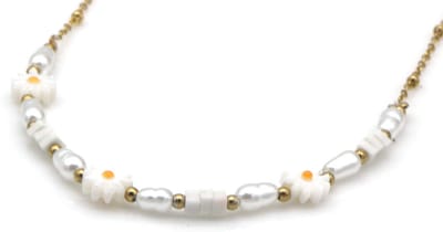 Damesketting – RVS – Bloemenmotief – Goud – 40-45cm