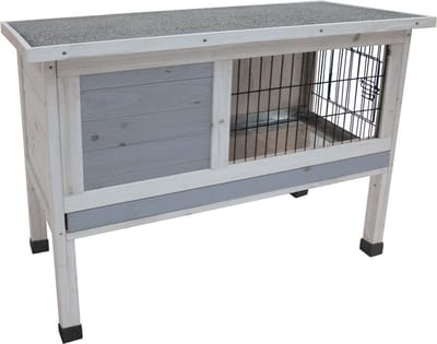 Konijnenhok – Compact konijnenhok voor buiten met nachthok en uitzichtgedeelte – 91x45x72 cm – Flamingo Konijnenhok Bugs Cottage Grijs