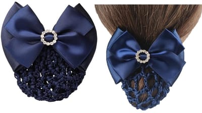Dailygoods- Haarclip Strass Blauw - Haaraccessoire - Barrette - Strik - Dames - Meisjes - Decoratie - Haardecoratie