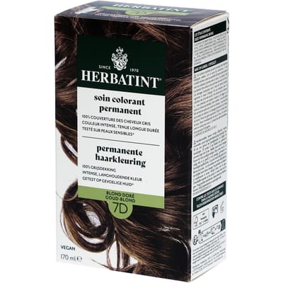 Herbatint Haarverf - Permanente Vegan Haarkleuring - Natuurlijke haarkleuring - 100% grijsdekking - Zonder gebruik van ammoniak - 7D Goud Blond – 170 ml