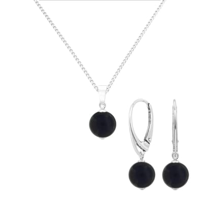 ARLIZI 2150 Sieraden set zwarte onyx hanger - sterling zilver
