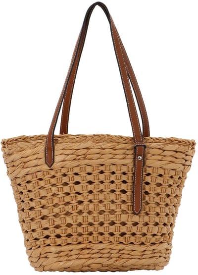 Dailygoods - Stro strand schoudertas, dames zomer handtas weven emmer mand tas