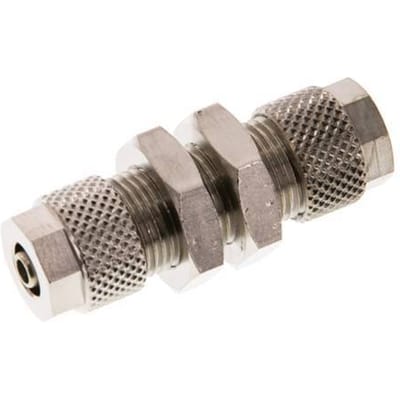 8x6 & 6x4 Vernikkeld Messing Rechte Opsteekkoppeling Schotdoorvoer [2 Stuks]
