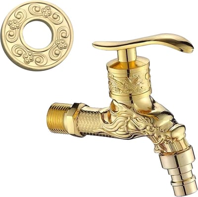 Vintage Water Tap - Messing Kraan voor Wasmachine, Tuin en Badkamer, Buiten Koudwaterkraan met Draakmotief