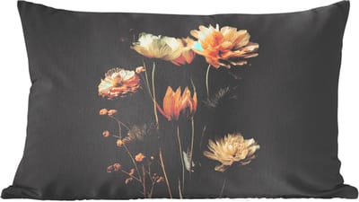 Sierkussens - Kussentjes Woonkamer - 60x40 cm - Boeket - Bloemen - Licht - Zwart