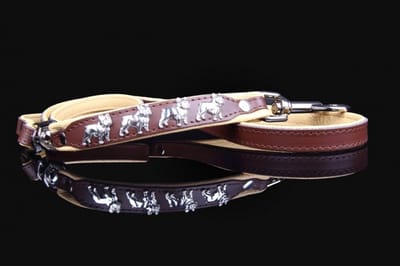 Dog's Companion - Leren hondenriem voor Franse Bulldog - Lengte: 125cm (16 mm), Kleur: Bruin / Naturel