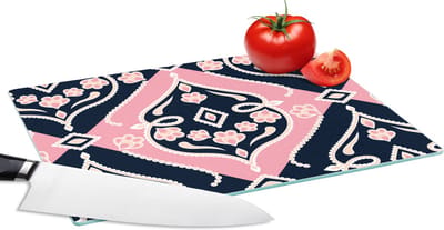 Glazen Snijplank - 28x20 - Bloemen - Roze - Ornament - Design - Snijplanken Glas