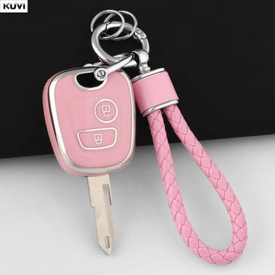 Roze TPU Auto Afstandsbediening Slimme Sleutel Hoes Cover Shell Fob Sleutelhanger Voor Peugeot 107 206 207 307 Voor Citroen C1 C2 C3 C4 Voor Toyota Aygo