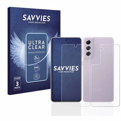 Savvies - Screenprotector voor Samsung Galaxy S21 FE 5G (Voor+Achter) - Folie Beschermfolie transparant 6 Stuks