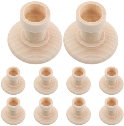 Dailygoods- Houten Kandelaars 10 Stuks - Decoratieve Kaarsenhouders