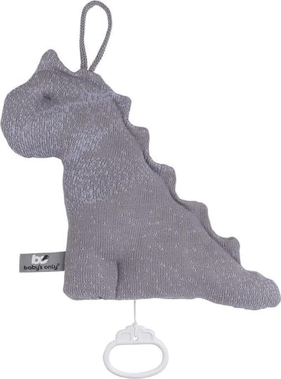 Baby's Only Gebreid baby Muziekdoosje - Muziekhanger dino Marble - Cool Grey/Lila - Muziek speelgoed