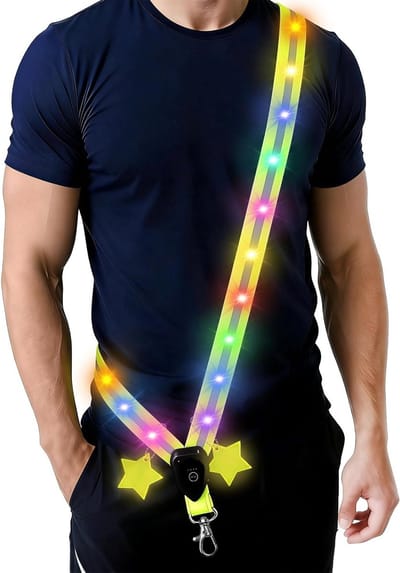 LED Reflecterende Hardloopriem met Oplaadbare Veiligheidsverlichting voor Joggen, Fietsen en Hond Wandelen, Waterdicht en Fluorescerend Groen