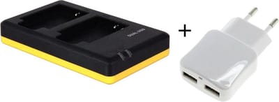 Huismerk Duo lader voor 2 camera accu's Nikon EN-EL12 + handige 2 poorts USB 230V adapter