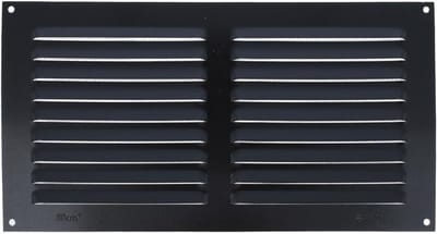 Opschroefrooster met insectennet voor ventilatie, rechthoekig aluminium rooster, zwart