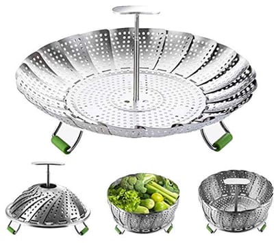 Opvouwbare RVS Stoommachine voor Vegetarisch en Zeevruchten Koken - Geschikt voor Potten van 5.5" tot 9"