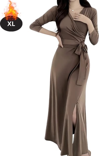 Bovista Islamitische Kleding - Djellaba Dames - Moslim Kleding - Arabisch Dames Kaftan - Alhamdulillah - Koffie XL