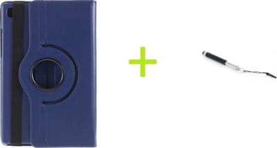 Book Cover Geschikt voor: Samsung Galaxy Tab A7 Lite Multi Stand Case - 360 Draaibaar Tablet hoesje - Tablethoes - Donkerblauw + Stylus