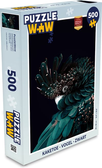 Puzzel Kaketoe - Vogel - Zwart - Legpuzzel - Puzzel 500 stukjes