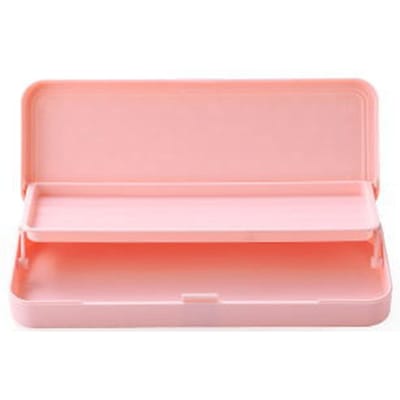 Dubbellaagse Schrijfgerei Doos Puur Kleur Grote Capaciteit Plastic Potlood Schrijfgerei Organizer Koffer beige