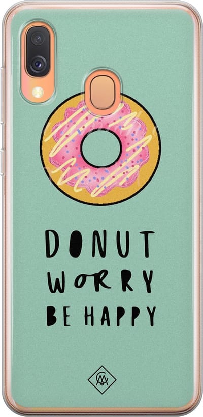 Casimoda® hoesje - Geschikt voor Samsung A40 - Donut Worry - Backcover - Siliconen/TPU - Roze