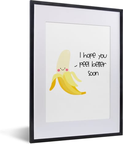 Fotolijst incl. Poster - Sterkte - Quote - Banaan - Humor - 30x40 cm - Posterlijst