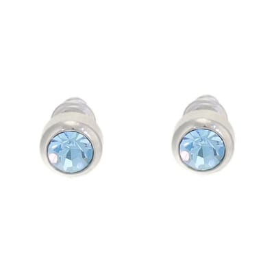 Behave – Oorknopjes – Zilverkleurig met Aqua Blauwe Glassteen – 0,7 cm – Nikkelvrij