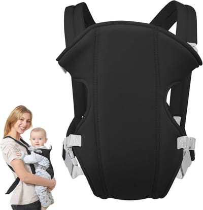 Ergonomische Babydrager - Buikdrager en Rugdrager voor Baby's en Peuters, Verstelbaar en Ademend (Zwart)