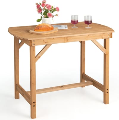 KOMFOTTEU Tuintafel voor 4-6 personen, buitentafel van dennenhout met parasolgat, voor terras, balkon, terras, belasting 180 kg, 100 x 60,5 x 75 cm, natuur