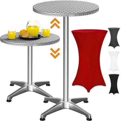 Casaria® Statafel met Tafelrok - Verstelbaar 70-115cm Ø60cm - Rood