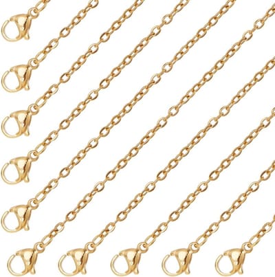 10 Strands 53cm Slider Necklace van 304 RVS, Verstelbare Kabelketting, Draagbare 2mm Dunne Schakelketting voor Sieraden Maken en Armbanduitbreiding in Goud