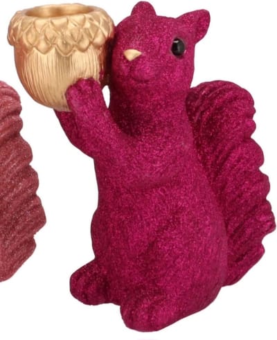 JINGLE FUCHSIA SQUIRREL STANDING 15X9X16CM