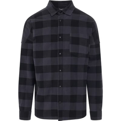 Palm Angels Curved Logo Checked Black Shirt