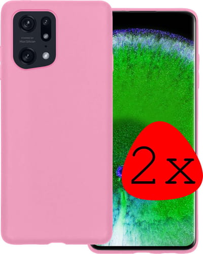 Hoesje 2 Stuks - Geschikt voor OPPO Find X5 - Sterk & Shockproof - Case Siliconen - Back Cover - Telefoon Hoes - Lichtroze